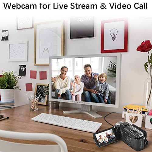 kimire Video Camera Camcorder Digital Camera Recorder Full HD 1080P 15FPS 24MP 3.0 Inch 270 Degree Rotation LCD 16X Digital Zoom Camcorder Camera with 2 Batteries(Black) 3