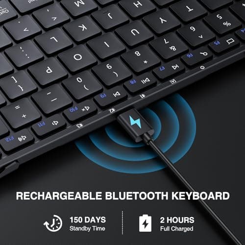 ProtoArc Foldable Bluetooth Keyboard, XK01 Folding Wireless Portable Keyboard with Numeric Keypad, Full-Size Travel Keyboards for iPad Tablet Smartphone Laptop PC Windows iOS Android, Black 3