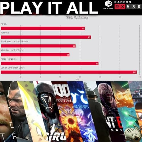 Mllse RX 580 8GB Graphics Card, 2048SP GDDR5 256 Bit GPU, PCIE 3.0 Gaming Video Card, Dual Fans Cooling, Gaming Card with HDMI/DP/DVI Ports, Desktop Graphics, GPU Video Card for Desktop Computer 3