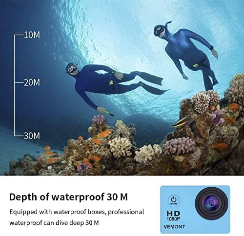 VEMONT Action Camera, 1080P 12MP Sports Camera Full HD 2.0 Inch Action Cam 30m/98ft Underwater Waterproof Camera with Mounting Accessories Kit 4