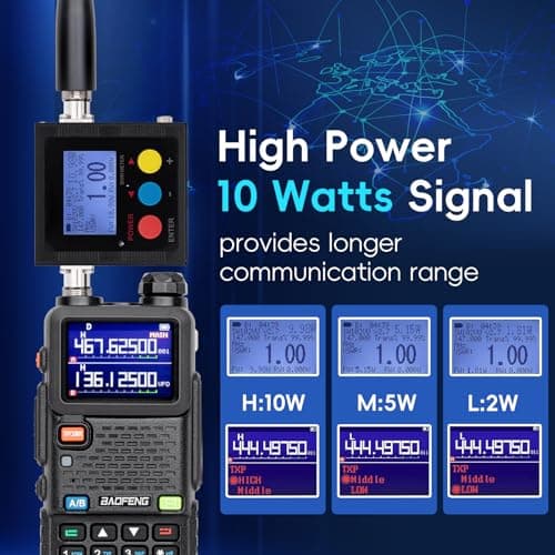 BAOFENG 5RM Ham Radio 10W High Power, Long Range Walkie Talkies Handheld NOAA Emergency Weather Radio, 999CH, USB-C 2500mAh Battery, 6.1" &15.12" 771 Antenna for Survival Gear Hunting Camping -1 Pack 5