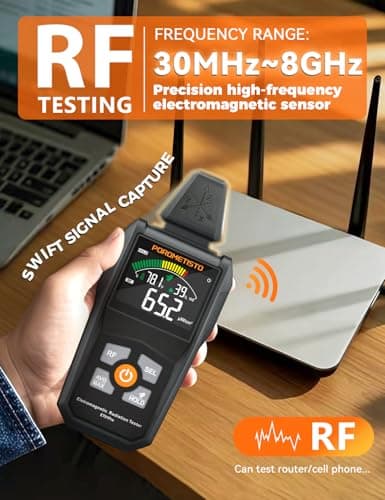 POROMETISTO EMF Meter Radiation Detector, ET01Pro EMF Detector, 5-in-1 Electromagnetic Field & Radio Frequency Detector for Home & Office EMF Inspections,Ghost Hunting Equipment|Trifield EMF Meter 5