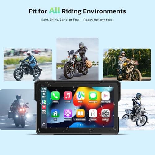 LAMTTO 7-Inch Wireless Motorcycle Carplay GPS Navigation System with Apple Carplay and Android Auto, Portable Moto Car Play Screen with Dual Bluetooth, Navigation, Siri, Google Assistant, Anti-Glare 4