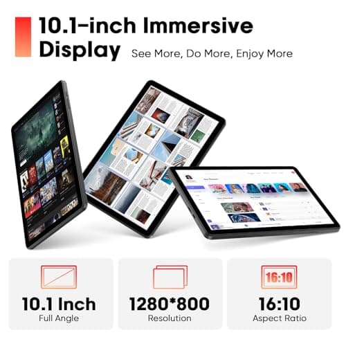 Raemond Android 15 Tablet 10 Inch with Keyboard Mouse, Octa-core CPU,RAM 18GB, ROM 128GB (Up to 1 TB), 800x1280 Widevine L1, WiFi 6 & Bluetooth 5.4, Dual Speakers, 5MP+8MP, 6000mAh, GPS 5