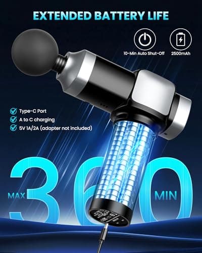 CAMEFER Deep Tissue Massage Gun, Portable Percussion Electric Muscle Massager for Pain Relief, Handheld Massagers with 30 Speeds & 6 Attachments for Back and Neck, Gifts for Men Women 3