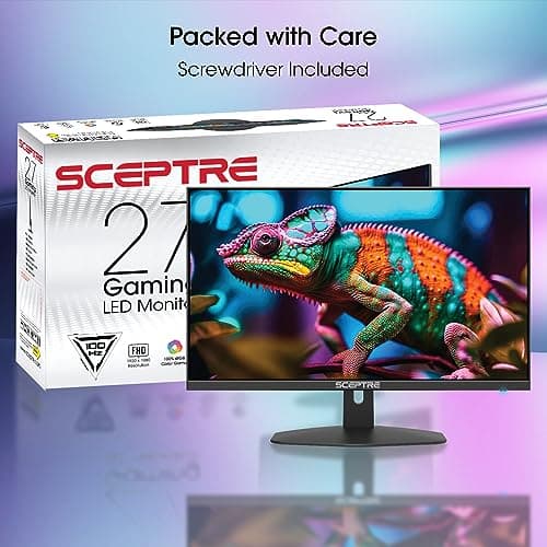 New! Sceptre 27-inch Gaming Monitor 100Hz 1ms DisplayPort HDMI x2 100% sRGB AMD FreeSync Build-in Speakers, Eye Care Frameless Machine Black 2025 (E275W-FW100T Series) 3