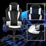 BestOffice PC Gaming Chair Ergonomic Office Chair Desk Chair with Lumbar Support Flip Up Arms Headrest PU Leather Executive High Back Computer Chair for Adults Women Men (White) 5