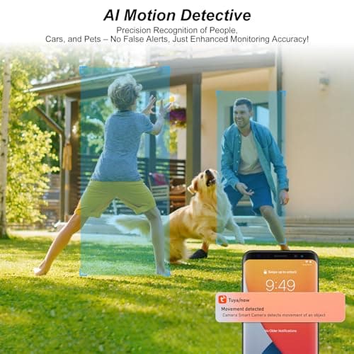 2K Solar Camera Outdoor Wireless-5/2.4Ghz WiFi Cameras for Home Security, AI Motion Detection, Color Night Vision, SD Card/Cloud Storage, Waterproof, Compatible with Alexa/Google Home (1 Camera) 3