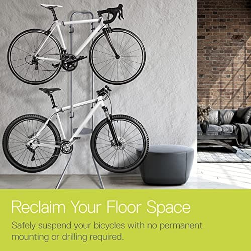 Delta Cycle Michelangelo 2 Bike Storage Rack - Gravity Fully Adjustable Bike Rack Garage For Road, MTB, and Hybrid Bicycles - Vertical Bike Rack Holds Up To 80 lbs 3