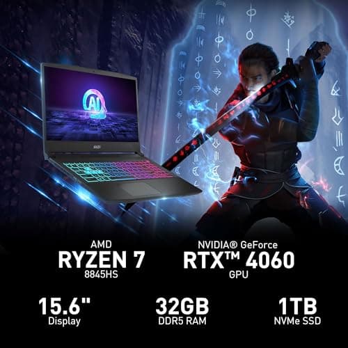 MSI Katana A15 AI 15.6” 144Hz FHD Gaming Laptop – Ryzen 7-8845HS, GeForce RTX 4060, 32GB DDR5, 1TB SSD, Cooler Boost 5, Windows 1, B8VF-448US 2