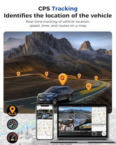 360 View 4 Channel Dash Cam Front and Rear Left Right Inside Camera for Cars, GPS and 5G Band WiFi, Night Vision, 160 Wide Angle, WDR, 24H Parking Mode, Supercapacitor, Included 128GB Card 5