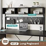 SEDETA L Shaped Gaming Desk, Reversible Computer Desk with Power Outlet and Pegboard, Gaming Desk with Led Lights, Keyboard Tray and Storage Bag for Home Office, Black 5