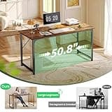 Huuger Computer Desk, 55 Inch Home Office Desk, Gaming Writing Work from Home Study Desk, Large Legroom, Sturdy Metal Frame, Modern Simple, Rustic Brown 4