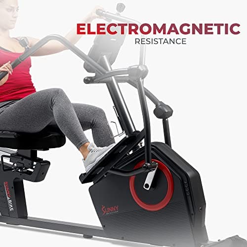 Sunny Health & Fitness Electromagnetic Recumbent Cross Trainer Exercise Elliptical Bike w/Arm Exercisers, Easy Access Seat & Exclusive SunnyFit® App Enhanced Bluetooth Connectivity - SF-RBE4886SMART 2