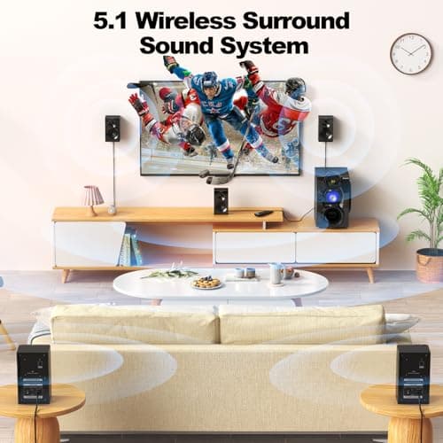 Bobtot Wireless Surround Sound System Home Theater System, 1000W Surround Speakers 8" Subwoofer 5.1/2.1 Channel Deep Bass with HDMI ARC Optical Bluetooth Karaoke Input 2