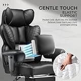 COMHOMA Big and Tall Office Chair 400LBS Wide Ergonomic Gaming Chair with Deluxe Embossing Designed Leather with Foot Rest,150°Reclining Adjustable Armrests Pocket Spring Back Support and Pillow 4