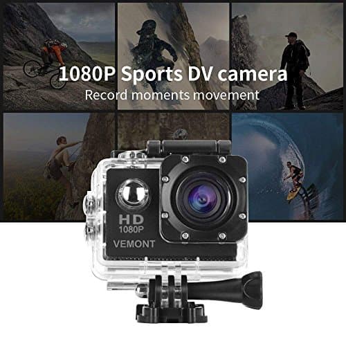 VEMONT Action Camera, 1080P 12MP Sports Camera Full HD 2.0 Inch Action Cam 30m/98ft Underwater Waterproof Snorkel surf Camera with Wide-Angle Lens and Mounting Accessories Kit 5