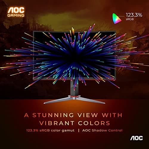 AOC C32G2 32" Curved Frameless Gaming Monitor FHD, 1500R Curved VA, 1ms, 165Hz, FreeSync, Height adjustable, 3-Year Zero Dead Pixel Policy, Black 5