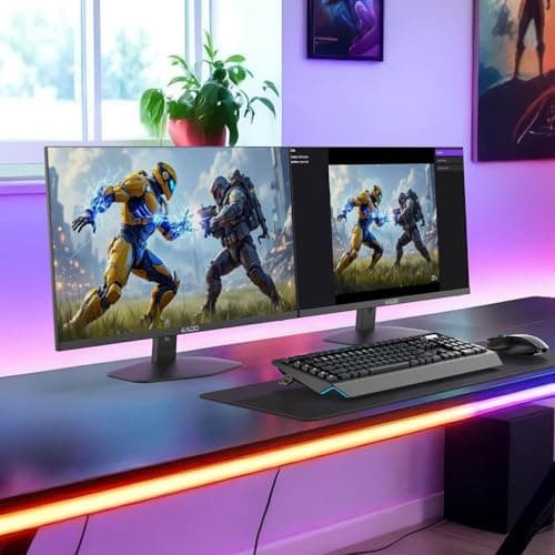 Kado Dual Monitor Setup - 2-Pack 27" 1920x1080 Computer Monitor 75Hz VESA Mount HDMI Office Gaming Hybrid Built-in Speakers (E27X Dual Series) 5