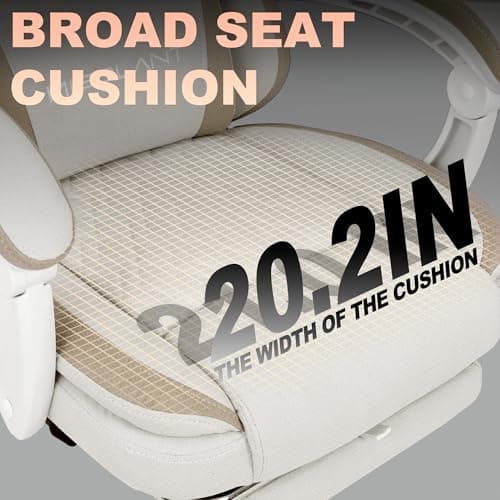 Misolant Gaming Chair, Fabric Gamer Chair with footrest for Adults, High Back Ergonomic Computer Game Chair with Adjustable Headrest and Massage Lumbar Support, 90-155° Recline Free, Beige 5