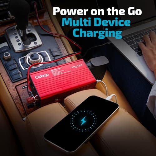 500W Car Power Inverter 12v to 110v – Car Adapter for Plug Outlet, DC to AC Converter, USB/USB-C Fast Charger for Laptop, Phone, Dual AC – for Vehicle, Pickup Truck, Roadtrip, Camping by Odoga 3