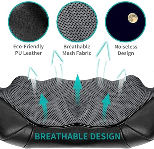 Nekteck Shiatsu Neck Massager for Pain Relief Deep Tissue with Heat, 3D Kneading Massage Pillow Back Shoulder Massagerfor Body Muscle, Plug-in Use for Home Office Car, Gifts for Mom Dad Him Her 5