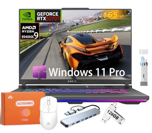 ASUS ROG Strix G16 Gaming Laptop, AMD Ryzen 9 8940HX (Up to 5.3 GHz), GeForce RTX 5070Ti 12GB GDDR7, 16" WUXGA 165Hz Display, 64 GB DDR5 RAM, 2 TB SSD, Backlit KB, Windows 11 Pro, w/Accessories