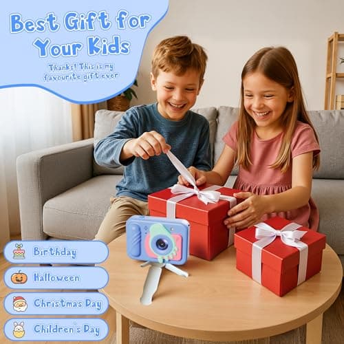 Underwater Camera, 48MP 5FT Waterproof Digital Camera with 32GB Card, Autofocus Floatable Waterproof Camera with HD Screen, 8X Digital Zoom, for Kids Water Park, Swimming (Foot Style, Blue) 5