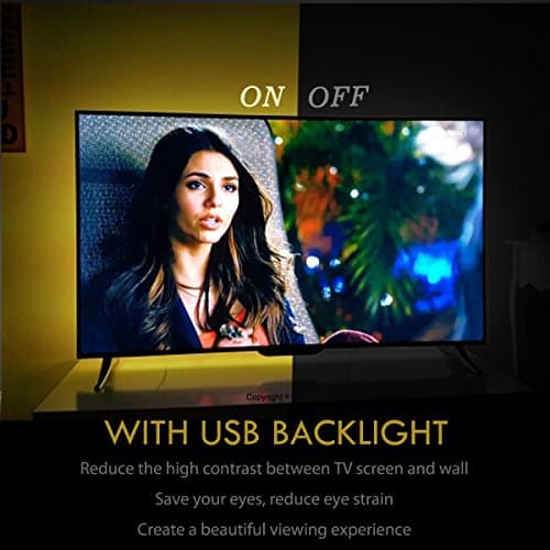 CPLID USB TV Backlight LED Strip Lights Kit for 24 to 60 inches Smart TV Sony LG Monitor, HDTV Wall Mount Stand Work Space Gaming Room Decor, LED Bias Ambient Mood Lighting 2