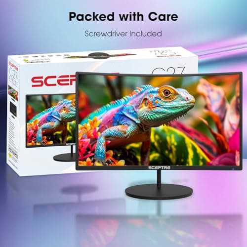 New! Sceptre Curved 27-inch Gaming Monitor 100Hz 1080p R1500 98% sRGB HDMI x2 VGA Build-in Speakers, VESA Wall Mount Machine Black 2026 (C275W-1920RN Series) 3