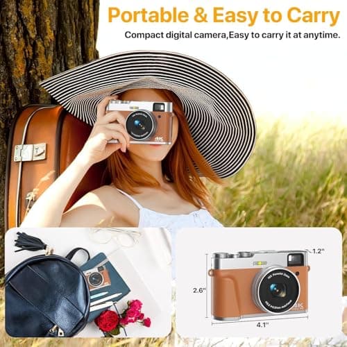 4K Digital Camera for Photography, 48MP Autofocus Vlogging Cameras with 16X Digital Zoom, 2.8" LCD Point and Shoot Camera for YouTube, Anti-Shake Compact Cameras with 32GB Micro SD Card & 2 Batteries 4