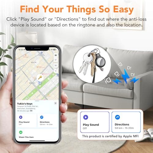 2025 New [Apple MFi Certified] (iOS Only) Air Tracker Tag-4 Pack, Bluetooth Tracker for Apple Find My, Replaceable Battery, Key Finder and Item Locator Smart Tag for Keys, Bags, Luggage, etc (Orange) 4