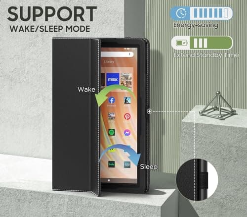 MoKo Case Fits All-New Amazon Kindle Fire HD 10 & 10 Plus Tablet (13th/11th Generation, 2023/2021 Release) 10.1" - Slim Folding Stand Cover with Auto Wake/Sleep, Black 5