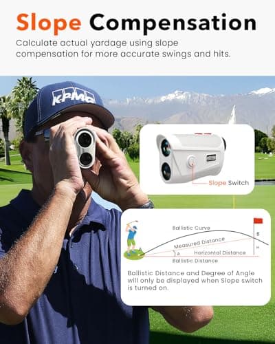 Golf Rangefinder with Slope - 1200 Yard Laser Range Finder for Golfing & Hunting, High-Precision Flag Locking Vibration, 7X Magnification, USB-C Rechargeable, Built-in Magnetic Strip 3