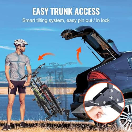 VEVOR Hitch Mount Bike Rack, 160 LBS Capacity Ebike Rack, 2-Bike Platform Style for 2-inch Receiver, Titling and Folding Bike Carrier with Tires up to 5" Wide, for Car, SUV, Truck, RV 4