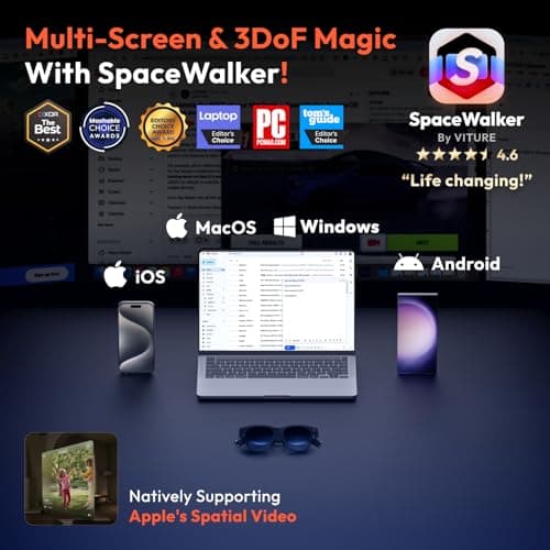 VITURE Pro XR/AR Glasses, 135" 120Hz 1000Nits Display, Harman Audio,Electrochromic Film,Myopia Adjustments,for iPhone 17/16/15/Android/Mac/PC/Steam Deck,First-ever Immersive XR Experience for Switch 2 4