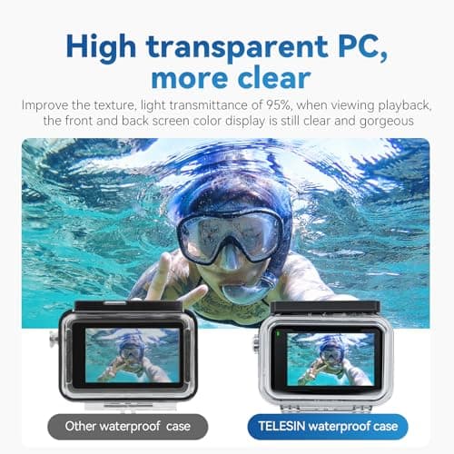 TELESIN Waterproof Case for DJI Action 5 Pro Action 4/3 Camera, with Anti-Fog Underwater Housing Shell Cage Supports 45M/148FT Deep Diving Scuba Snorkeling Swimming with Quick Release Screw 4