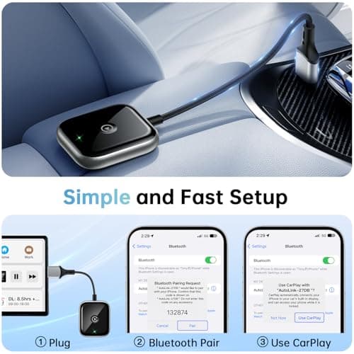 Wireless CarPlay Adapter for Apple CarPlay, Easy to Upgrade Wired CarPlay to Wireless, Instant Connectivity, Super Mini Car Play Dongle for iPhone Fit for Cars with Built-in CarPlay 4
