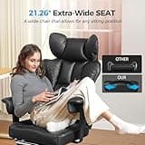 COMHOMA Big and Tall Office Chair 400LBS Wide Ergonomic Gaming Chair with Deluxe Embossing Designed Leather with Foot Rest,150°Reclining Adjustable Armrests Pocket Spring Back Support and Pillow 5