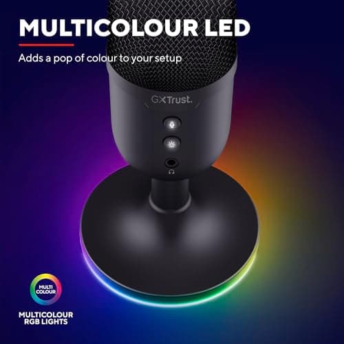 Trust Gaming GXT 236 Yami USB Condenser Streaming Microphone for Podcast, Twitch, Discord, ASMR, YouTube, PlayStation 5, Gaming Mic with Cardioid Recording Pattern, Mute Button, RGB Light - Black 5