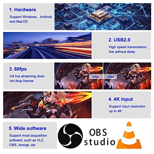 ORIVISION Video Capture Card 4K HDMI Device with Loop Out, Full HD 1080P Game Capture Video Recorder for Live Streaming, Broadcasting or Video Conference,S3/PS4/Xbox One/DSLR/Camcorders 3