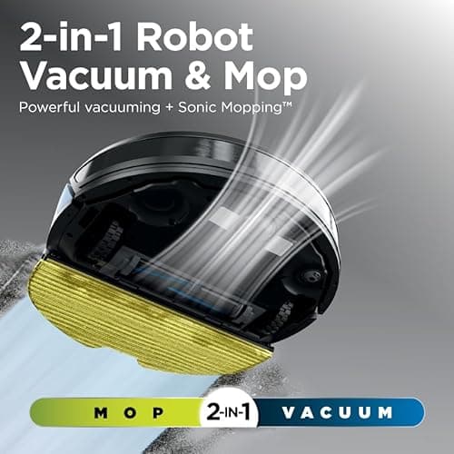 Shark Robot Vacuum & Mop Combo, Powerful Suction, Matrix Plus, 60-Day Debris Capacity, HEPA Bagless Self Empty Base, Sonic Mopping, Home Mapping for Pet Hair - Carpets & Hardfloor, AV2610WA 2