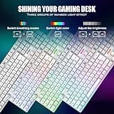 RedThunder K10 Wireless Gaming Keyboard and Mouse Combo, LED Backlit Rechargeable 3800mAh Battery, Mechanical Feel Anti-ghosting Keyboard + 7D 3200DPI Mice for PC Gamer (White) 4