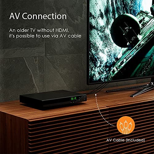 Blu Ray DVD Player, 1080P Home Theater Disc System, Play All DVDs and Region A 1 Blu-Rays, Support Max 128G USB Flash Drive + HDMI/AV/Coaxial Output + Built-in PAL/NTSC with HDMI/AV Cable 4