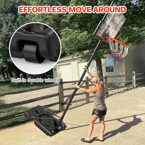 Yohood Basketball Hoop Outdoor 10ft Adjustable, Portable Basketball Hoop Goal System for Kids Youth and Adults in Backyard/Driveway/Indoor, 44 Inch Shatterproof Backboard and Larger Base 6