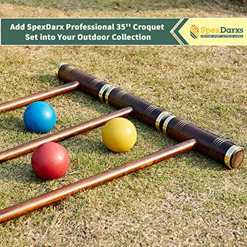 SpexDarxs Six Player Croquet Game, 35’’ Croquette Set with Premium Wooden Mallets/Colored Balls/Wickets/Stakes/Carrying Bag, Classic Outdoor Backyard Lawn Games for Teens Adults Family 5