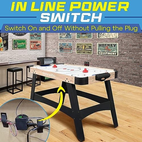 SereneLife 58" Air Hockey Game Table, w/ Built-in Score Tracker & Puck Dispenser, Digital LED Scoreboard & Accessories 2