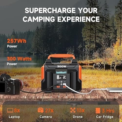 Portable Power Station 300W 257wh Lithium Battery Bailibatt Small Portable Generator for Home Use Camping Travel Emergency Hunting Outdoor, Large Power Bank with AC Outlet for Laptop 3