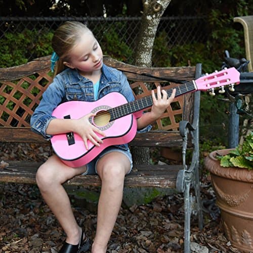 30" Wood Classical Guitar with Case and Accessories for Kids/Girls/Boys/Beginners (Pink) 5