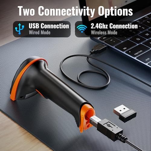 Tera 1D 2D QR Barcode Scanner Wireless and Wired with Battery Level Indicator Digital Printed Bar Code Reader Cordless Handheld Barcode Scanner Compact Plug and Play Model D5100 3